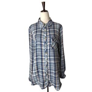 Tolani Blue Plaid Button Down Shirt